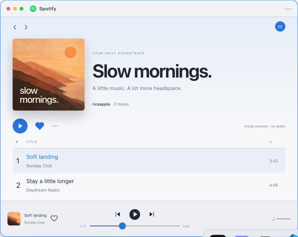 Spotify styling concept from the Riceapple playground